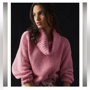Anthropologie Women’s Pink Oversized Turtleneck Sweater Small